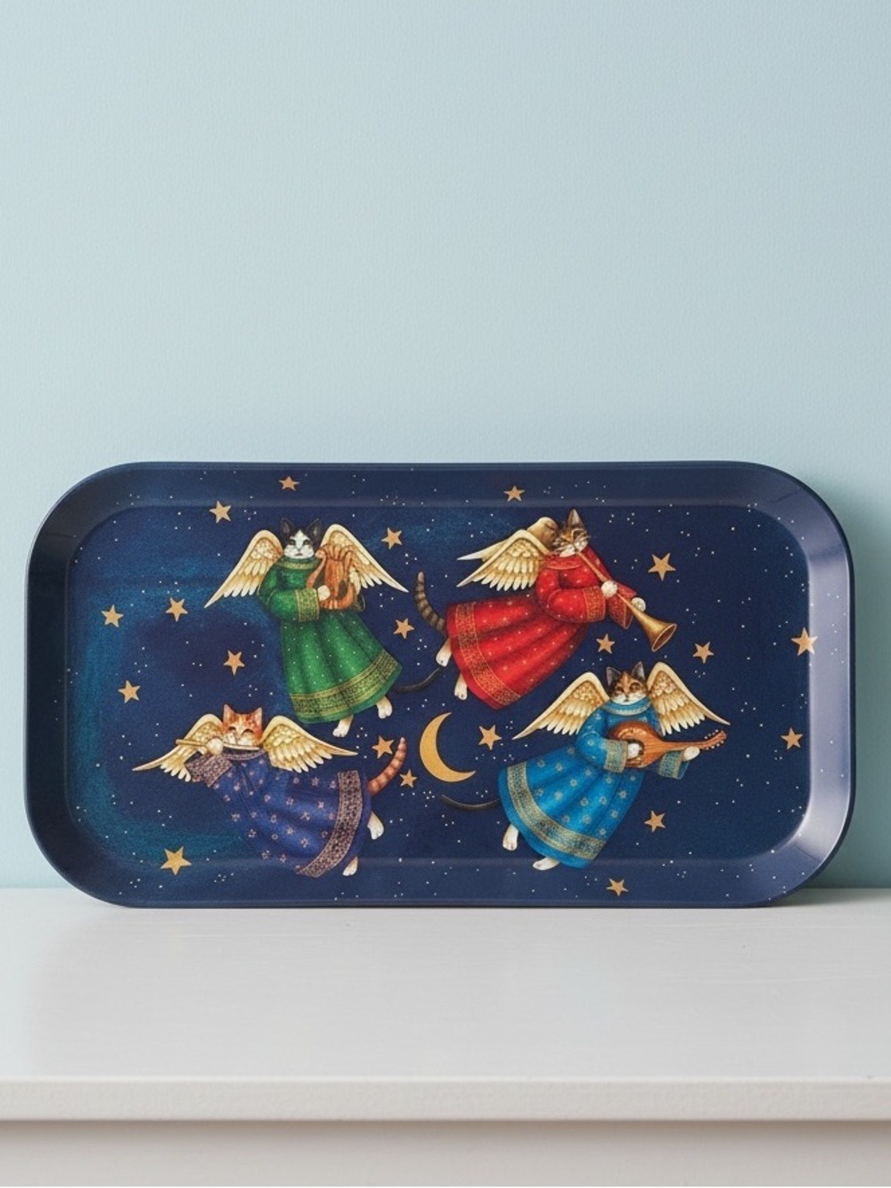 Cat Angels by Design Imports Melamine Rectangular Serving Tray Made in Italy